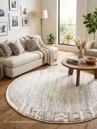 Gobi Natural Grey Circle Rug - Thumbnail - 2