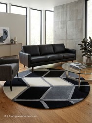 Krystal Black Grey Circle Rug - Thumbnail - 2