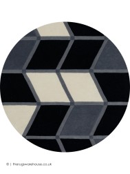 Krystal Black Grey Circle Rug - Thumbnail - 7