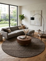 Shards Grey Circle Rug - Thumbnail - 2