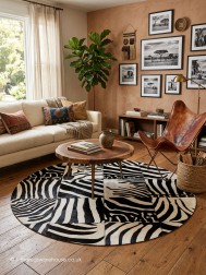 Zebra Squares Circle Rug - Thumbnail - 2