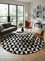 Monroe Black White Circle Rug - Thumbnail - 2