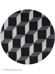 Plaza Grey Black Circle Rug - Thumbnail - 3