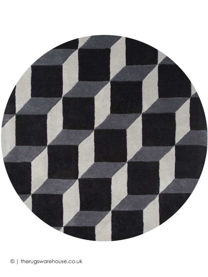 Plaza Grey Black Circle Rug - 3