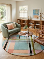 Tartan Blue Mix Circle Rug - Thumbnail - 2