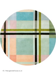Tartan Blue Mix Circle Rug - Thumbnail - 4