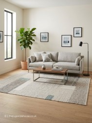 Tiko Blocks Ivory Teal Rug - Thumbnail - 2